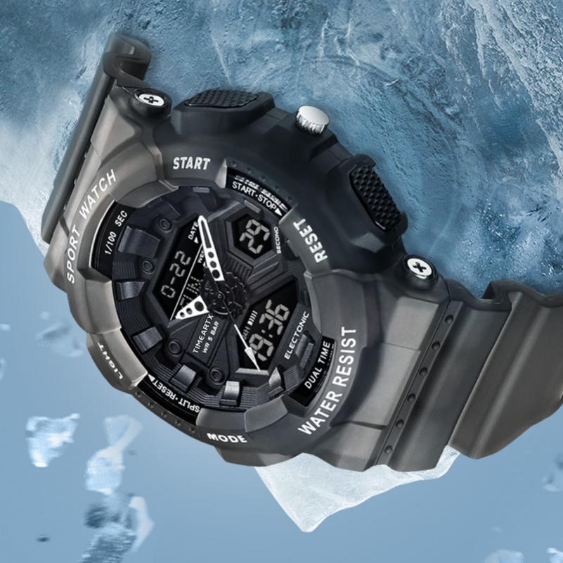 Rubber Strap Diver - TIMEARTX メンズ腕時計高級多機能大型文字盤腕時計透明ラバーストラップ付きファッションスポーツウォッチ