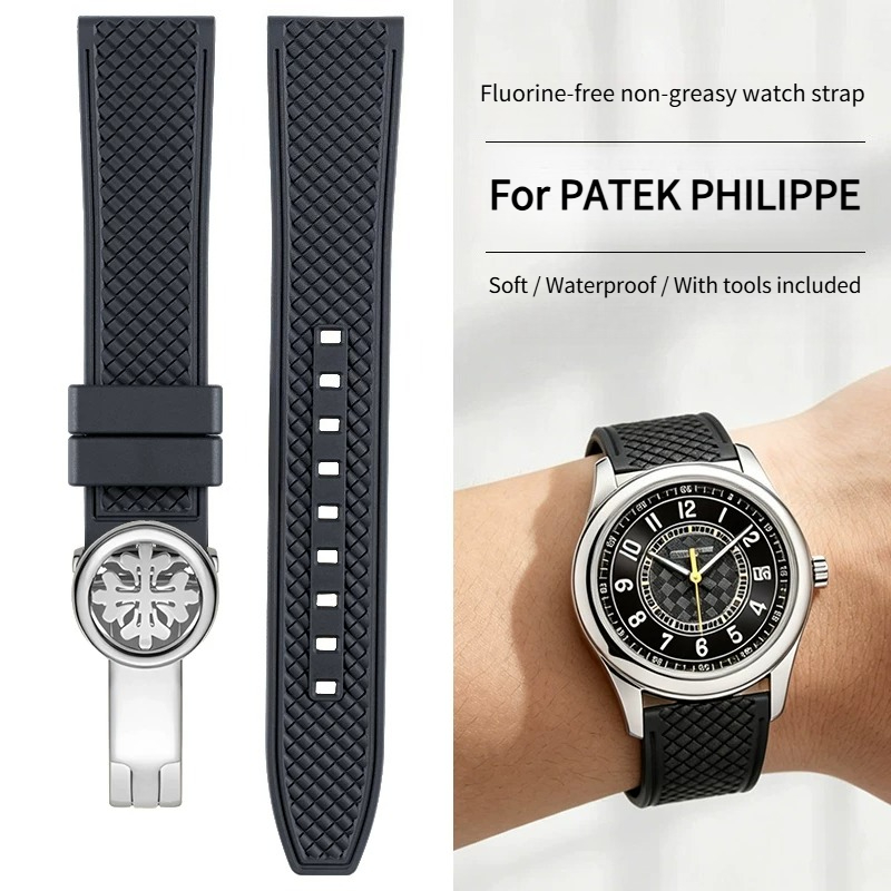 Patek Philippe Watch Calatrava - フッ素ゴム製時計ストラップはほこりが積み付かない。オリジナルのパテックフィリップ グランドコンプリケーションズ カラトラバ アクアノート 5227用。
