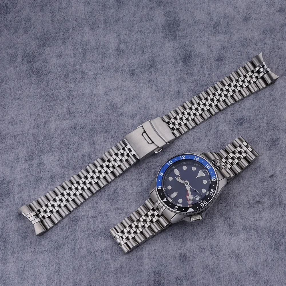 Seiko Watch 5 Sports - カーリーウェット-ステンレススチール製時計バンド,セイコー5スポーツ用ジュビリーストラップ,湾曲したソリッドエンド,22mm,ssk001,003, 005,ssk027,033, 035, 036,gmt
