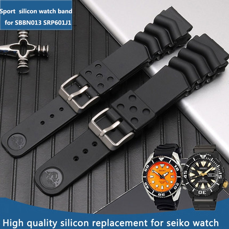 Seiko Watch 5 Sports - セイコー ウォータートレンド用スポーツシリコンラバー時計バンド No. 缶詰アワビ5個 SBBN013 SRP601J1