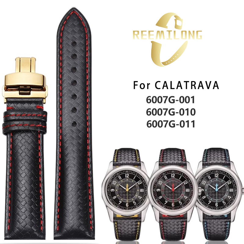 Patek Philippe Watch Calatrava - メンズ牛革時計ストラップ,20mm, 22mm,黒,オレンジ,赤,白