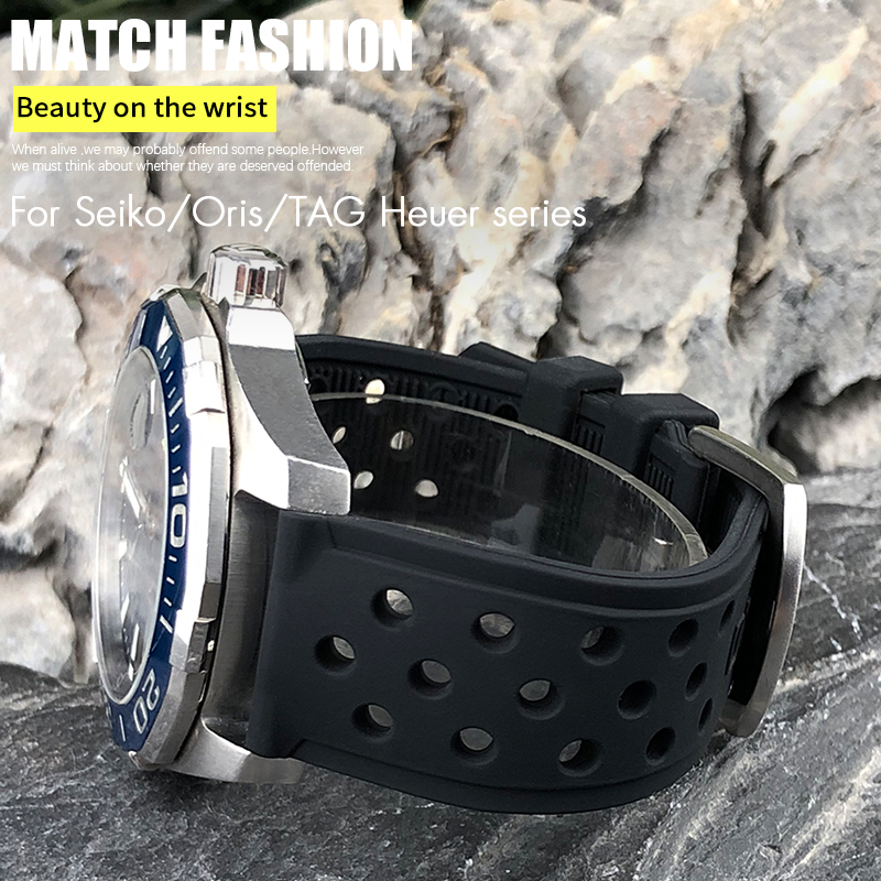 Seiko Watch 5 Sports - 22mm 21mm 20mm シリコン製腕時計ストラップ タグホイヤー F1