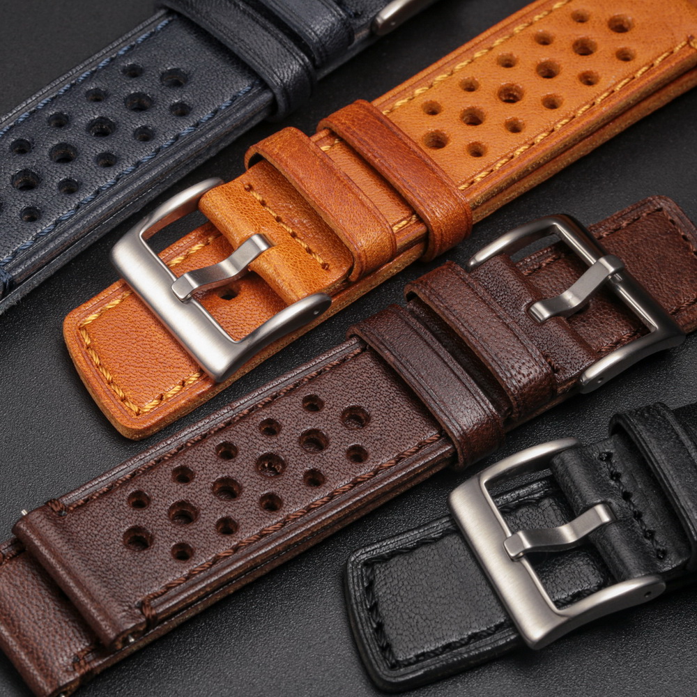 Suede Strap Watch - Hemsut 牛革時計バンドクイックリリースソフト通気性イタリア本革ストラップ 18 20 22 24