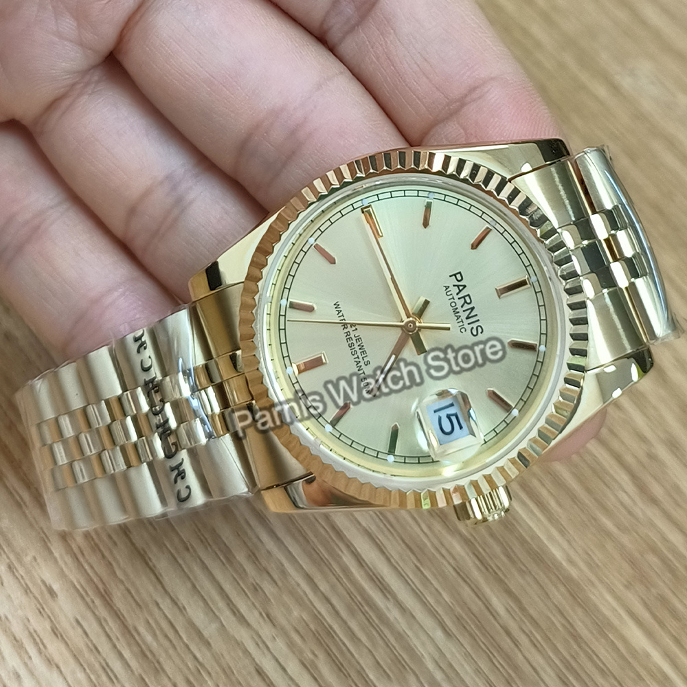 パルニス-メンズ自動発光マーク腕時計、ステンレススチールジュ - Rolex Watch Datejust のレビューと価格