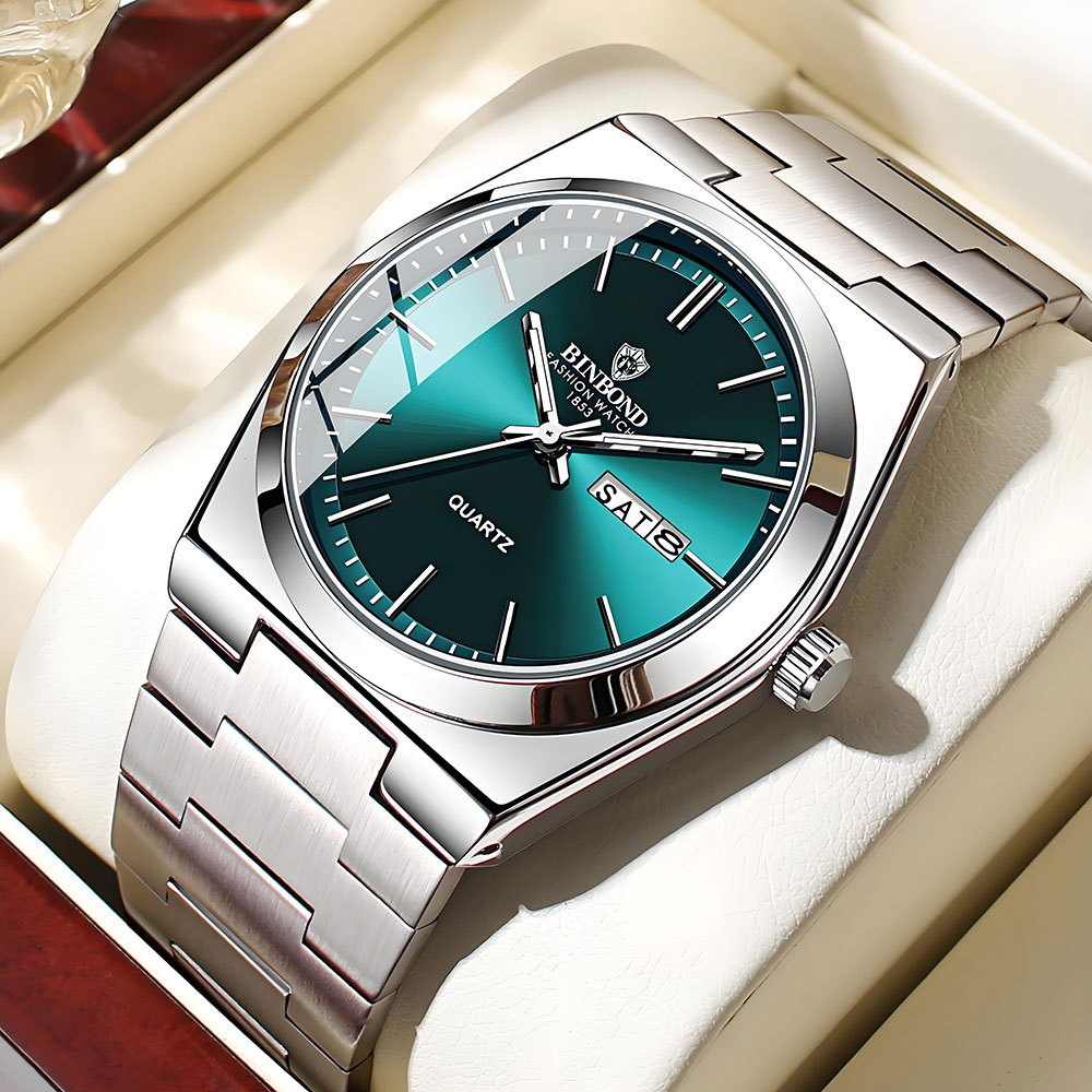BINBOND 本物のメンズ腕時計ライト高級ステンレス鋼ダブ - Seiko Watch 5 Sports のレビューと価格