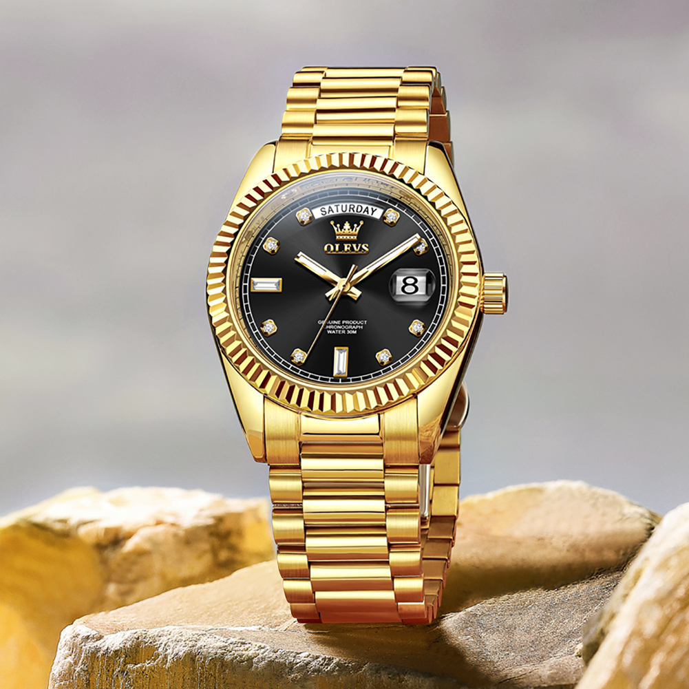 OLEVS メンズ全自動機械式腕時計 ゴールドステンレススチ - Rolex Watch Datejust のレビューと価格