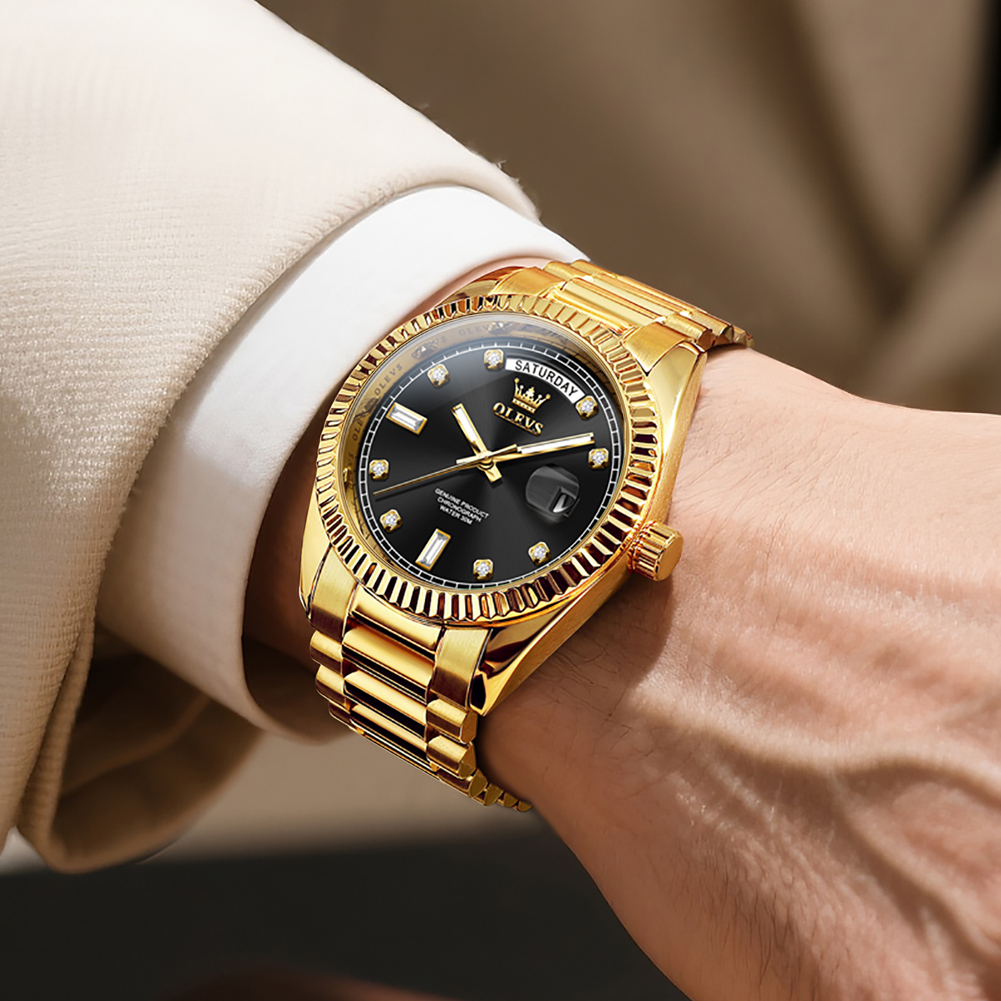 OLEVS メンズ全自動機械式腕時計 ゴールドステンレススチ - Rolex Watch Datejust のレビューと価格