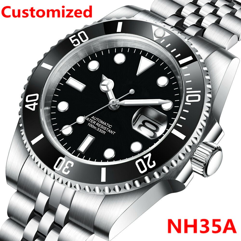 DIY ロゴ 40 ミリメートルダイブウォッチ NH35 自 - Stainless Bracelet Diver のレビューと価格