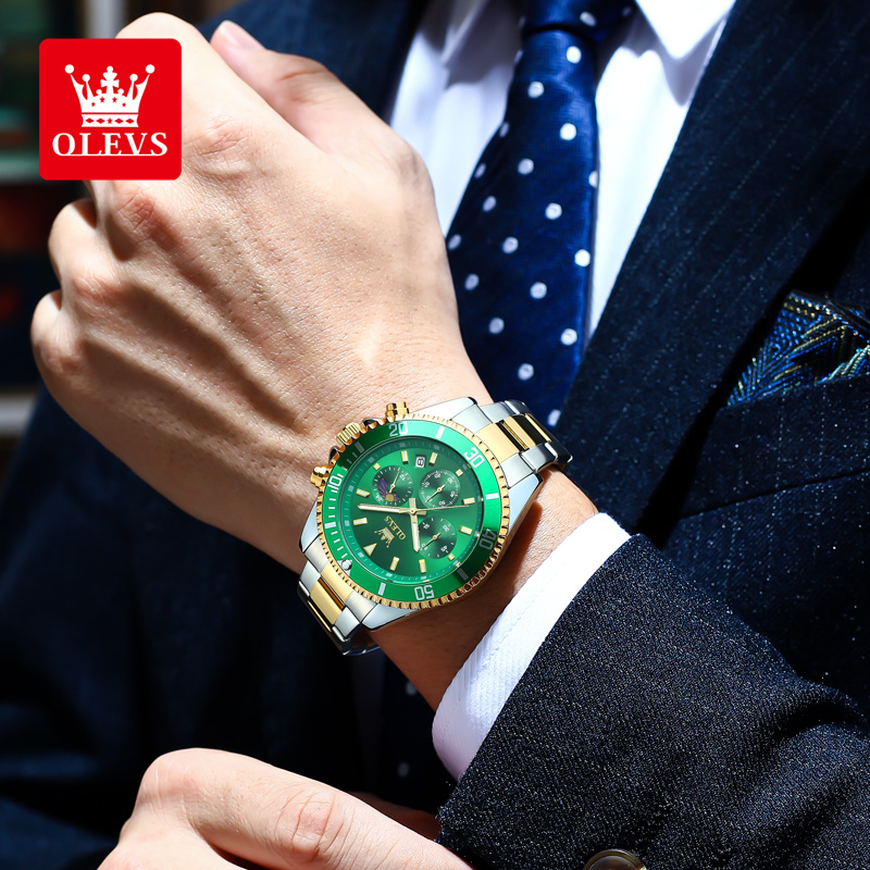 OLEVS 2870 メンズ腕時計 ムーンフェイズ スチール - Rolex Watch Datejust のレビューと価格