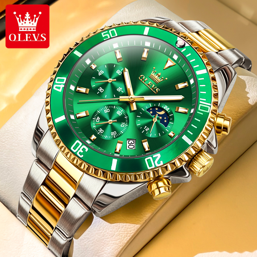 OLEVS 2870 メンズ腕時計 ムーンフェイズ スチール - Rolex Watch Datejust のレビューと価格