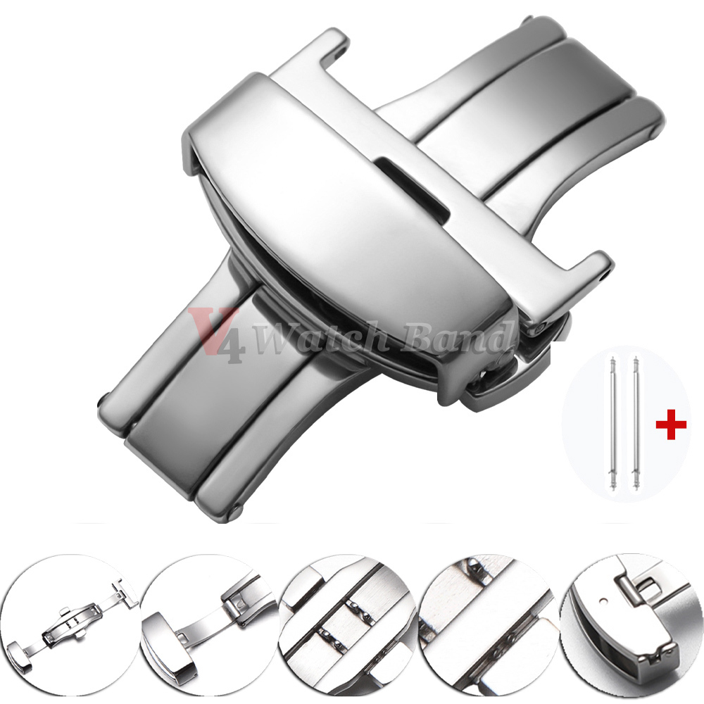 ポリッシュマットダブルボタン時計バンドバックルステンレス鋼バ - Butterfly Clasp Deployant のレビューと価格