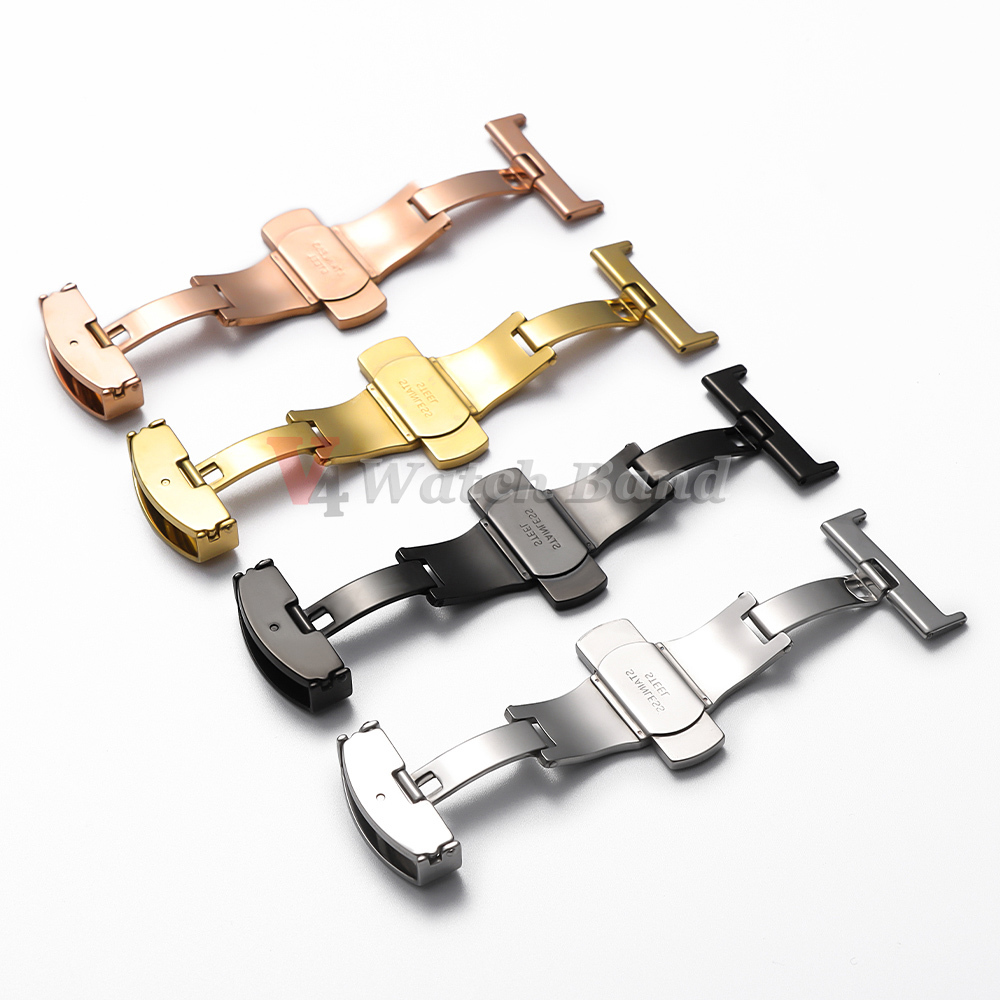 ポリッシュマットダブルボタン時計バンドバックルステンレス鋼バ - Butterfly Clasp Deployant のレビューと価格