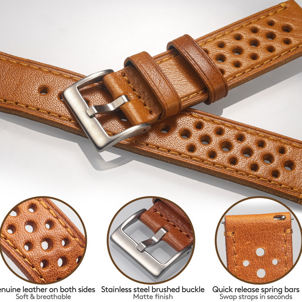 Hemsut 牛革時計バンドクイックリリースソフト通気性イタ - Suede Strap Watch のレビューと価格