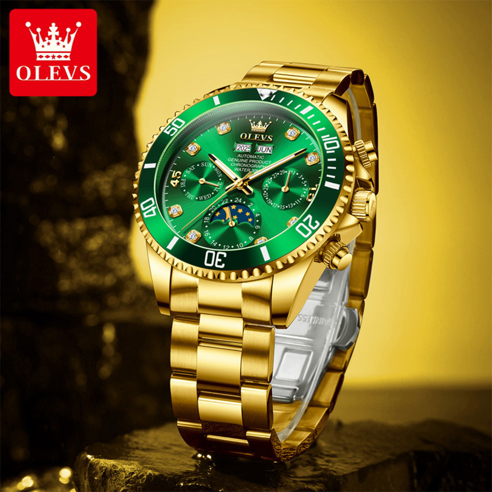 OLEVS 6729自動巻き腕時計 メンズ 24時間ムーンフ - Rolex Watch Datejust のレビューと価格