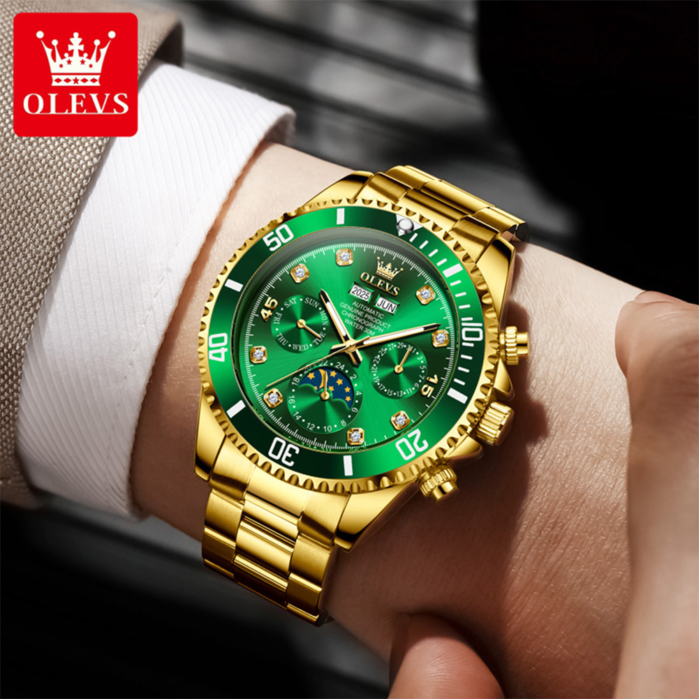 OLEVS 6729自動巻き腕時計 メンズ 24時間ムーンフ - Rolex Watch Datejust のレビューと価格