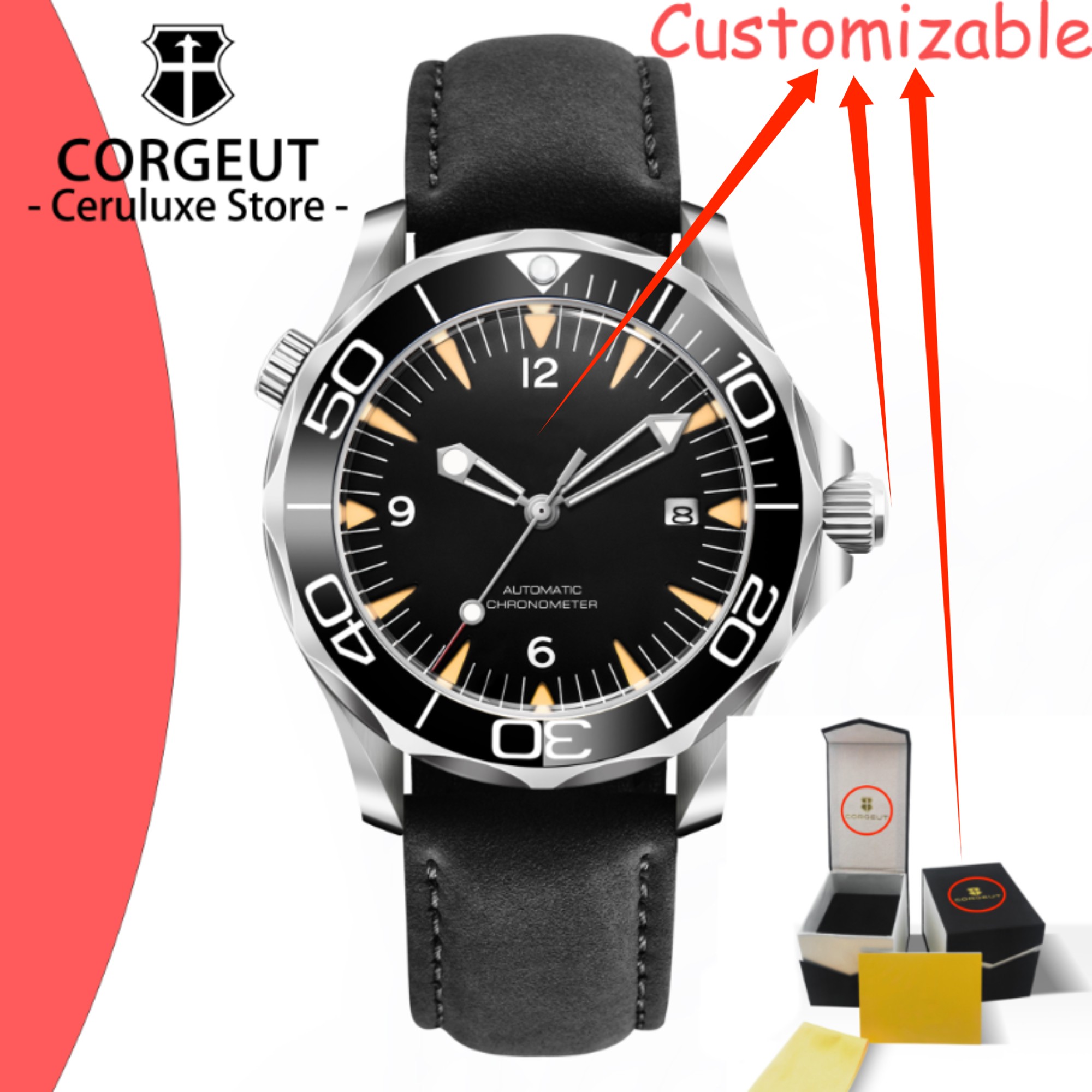 カスタムロゴ サファイアガラス 自動巻き機械式腕時計 日本製 - Stainless Bracelet Diver のレビューと価格